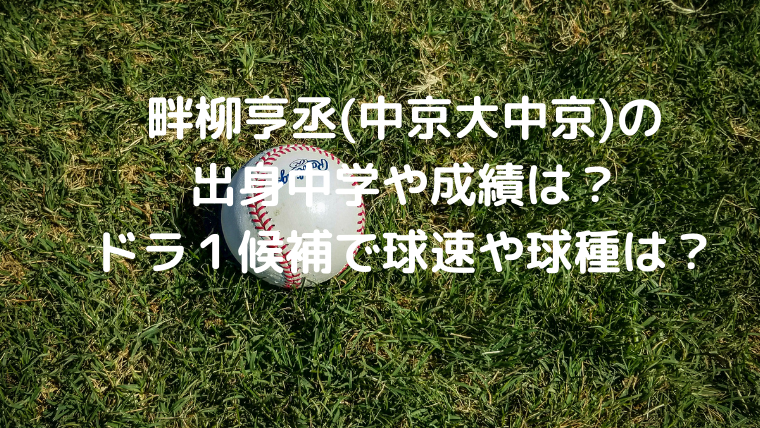 畔柳亨丞 中京大中京 の出身中学や成績は ドラ１候補で球速や球種は Mensトピックス