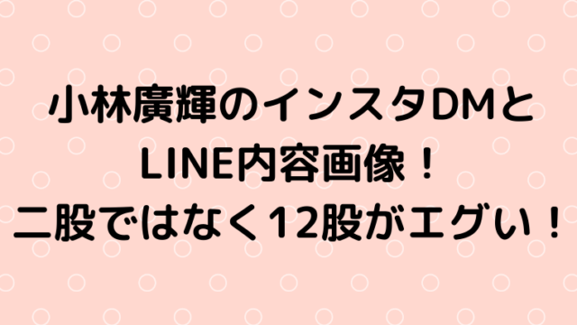 小林廣輝のインスタdmとline内容画像 二股ではなく12股がエグい Mensトピックス